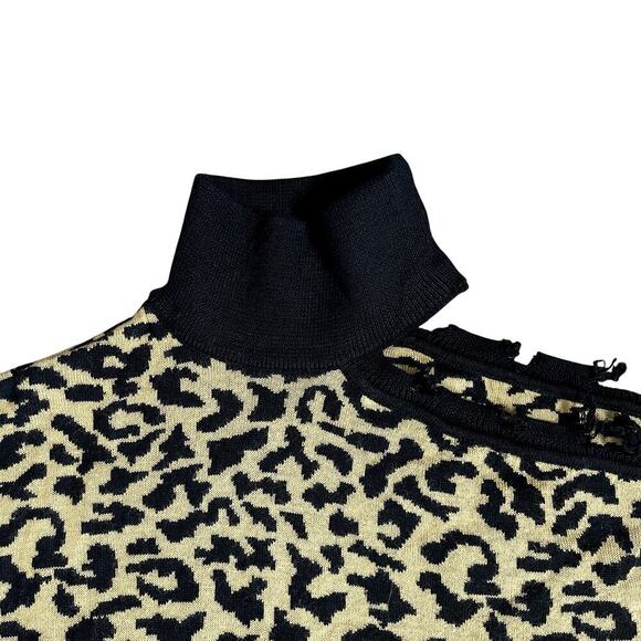 LOVERS+FRIENDS LEOPARD PRINT ARLINGTON ONE SHOULDER  SWEATER SIZE S - Picture 6 of 8